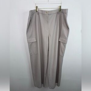 NWT!! $238 EILEEN FISHER 100% Wool Wide Leg Cargo Pants Chalk Sz 3X Beige